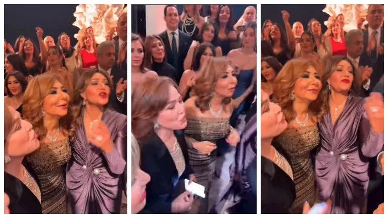 رقص ليلى علوي وإلهام شاهين ولميس الحديدي في خطوبة نور عمرو أديب